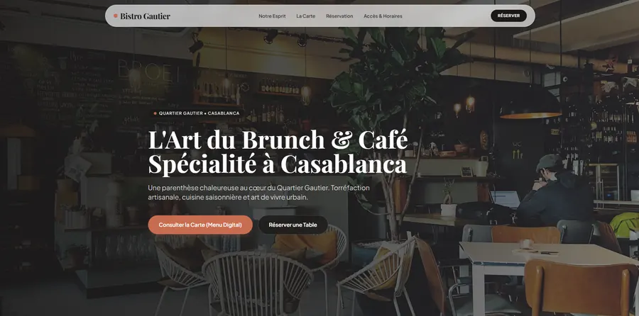 Aperçu du site de Bistro Gautier, Site de café de spécialité & brunch · Casablanca · Gautier
